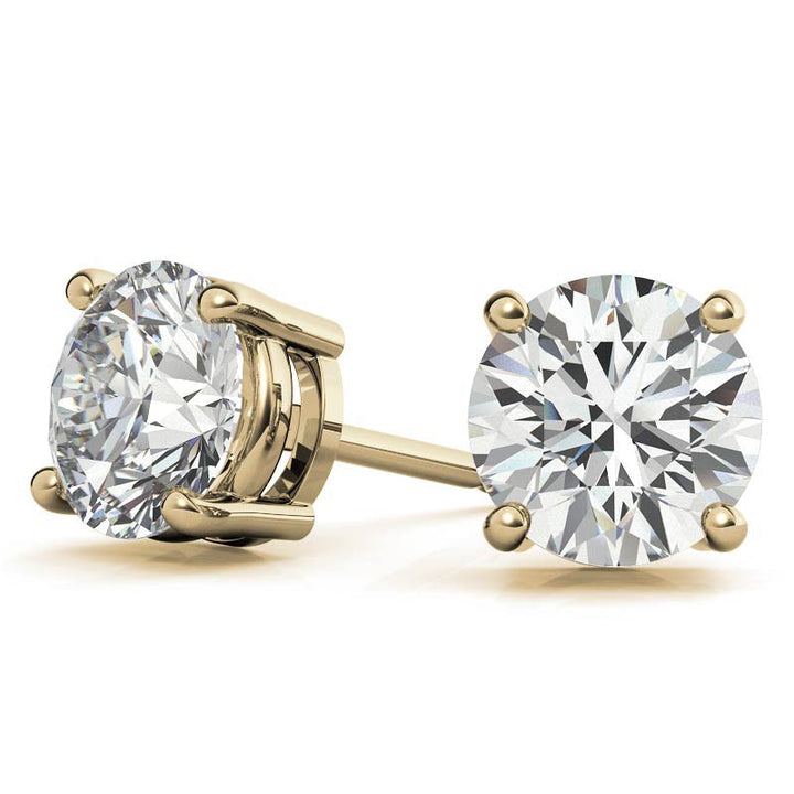 AGI Certified Lab Grown Diamond (G-Vs) Stud Earrings in 14K White or Yellow Gold - Choose 1 CTW or 2 CTW