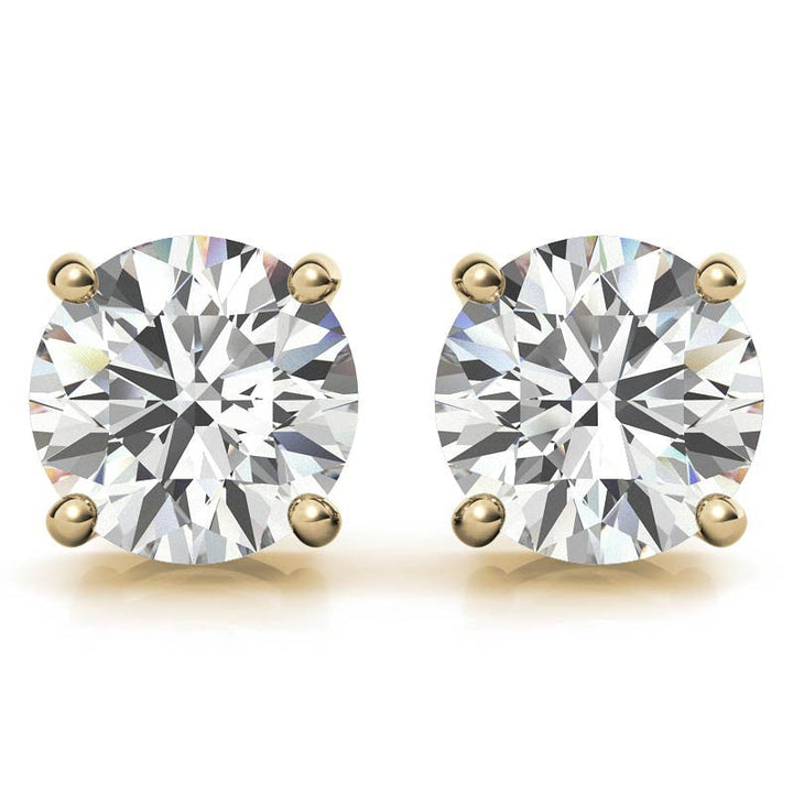 AGI Certified Lab Grown Diamond (G-Vs) Stud Earrings in 14K White or Yellow Gold - Choose 1 CTW or 2 CTW