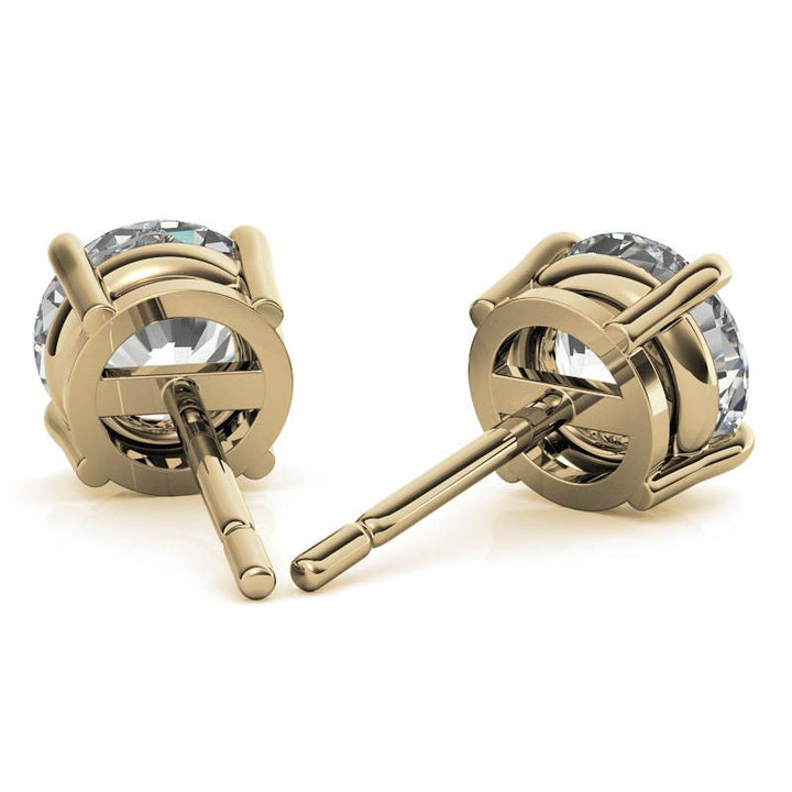 AGI Certified Lab Grown Diamond (G-Vs) Stud Earrings in 14K White or Yellow Gold - Choose 1 CTW or 2 CTW