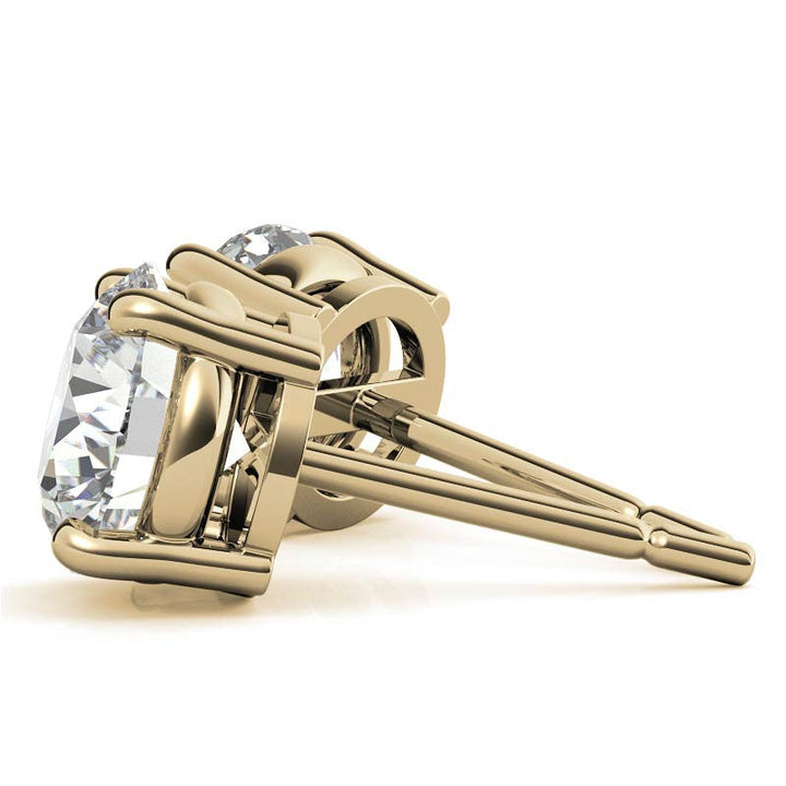 AGI Certified Lab Grown Diamond (G-Vs) Stud Earrings in 14K White or Yellow Gold - Choose 1 CTW or 2 CTW