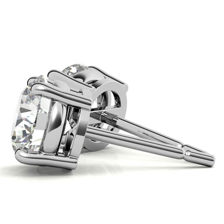 AGI Certified Lab Grown Diamond (G-Vs) Stud Earrings in 14K White or Yellow Gold - Choose 1 CTW or 2 CTW