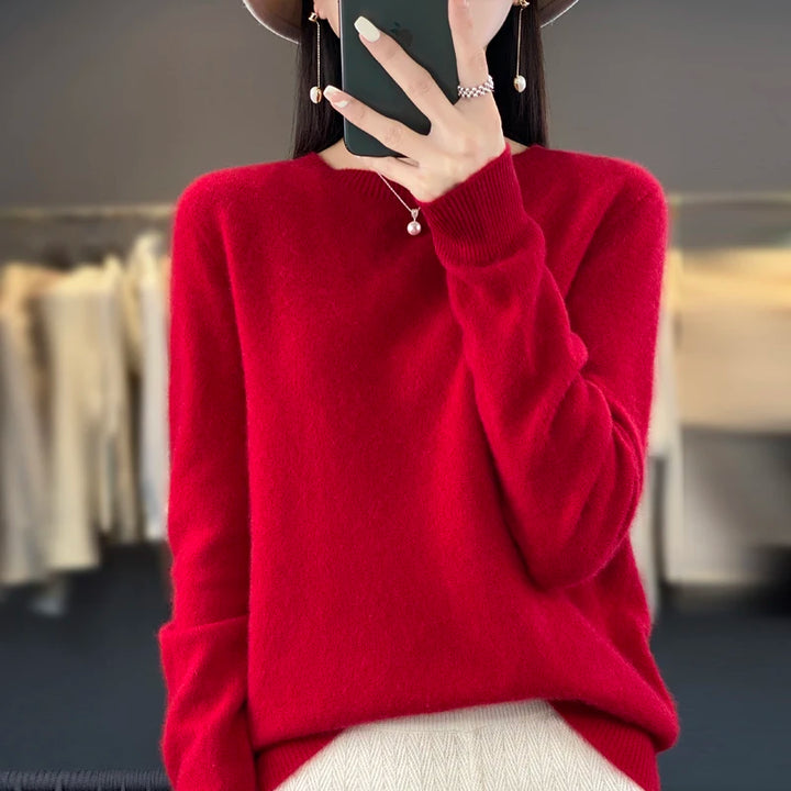 Fall/Winter 2024 New Cashmere Sweater Women's Sweater 100% Merino Wool Fashion O-Neck Autumn Warm Pullover