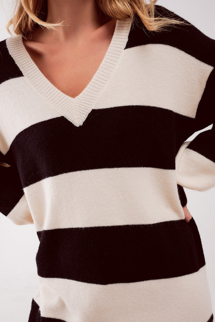 Stripe Jumper Dress in Black