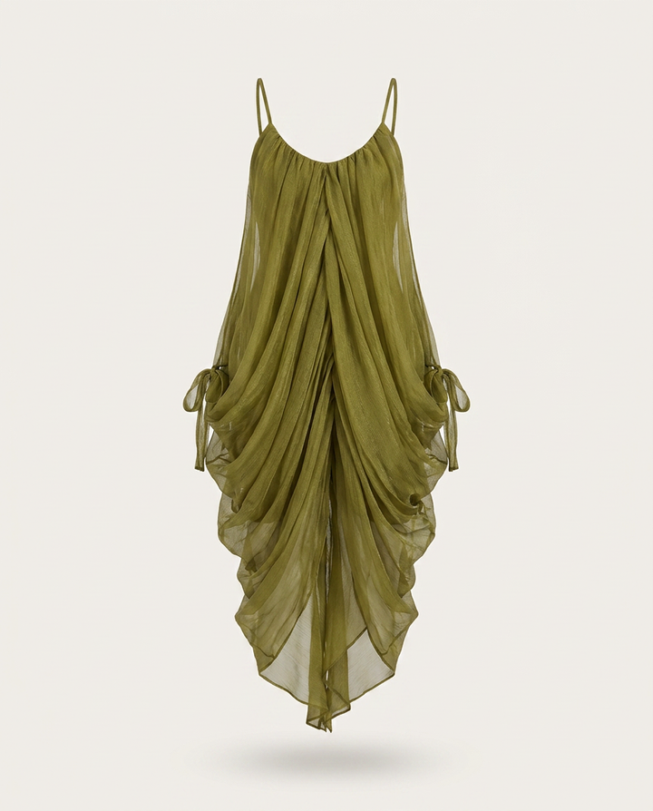Liberated Sheer Draped Mini Dress