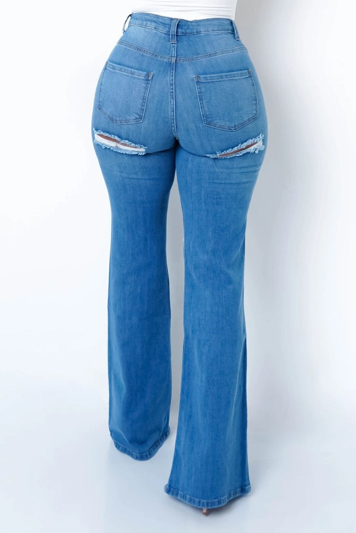 1030 Women Jeans Trousers Wide Leg Flared Bell Bottom High Waist Plus Size Mom Denim Ladies Pantalon Women's Jeans Pants