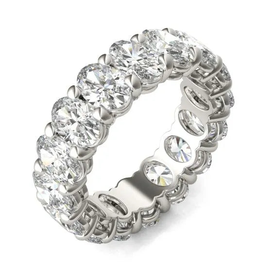 5 5/8 CTW Oval Lab Grown Diamond Couture Classic Eternity Ring 14K White Gold (G-Vs)