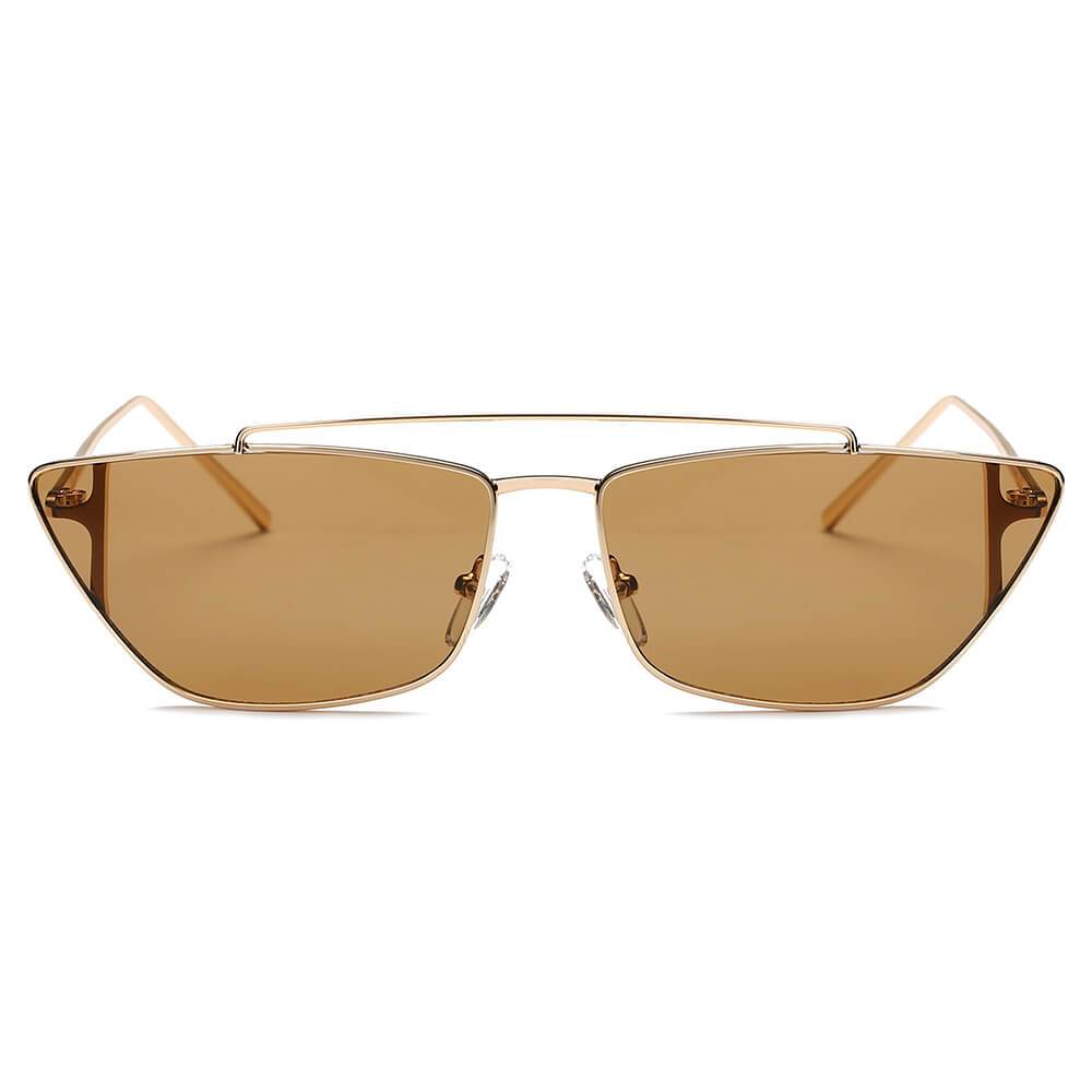 ESTEVAN | S3008 - Women Metal Retro Flat Lens Rectangular Sunglasses