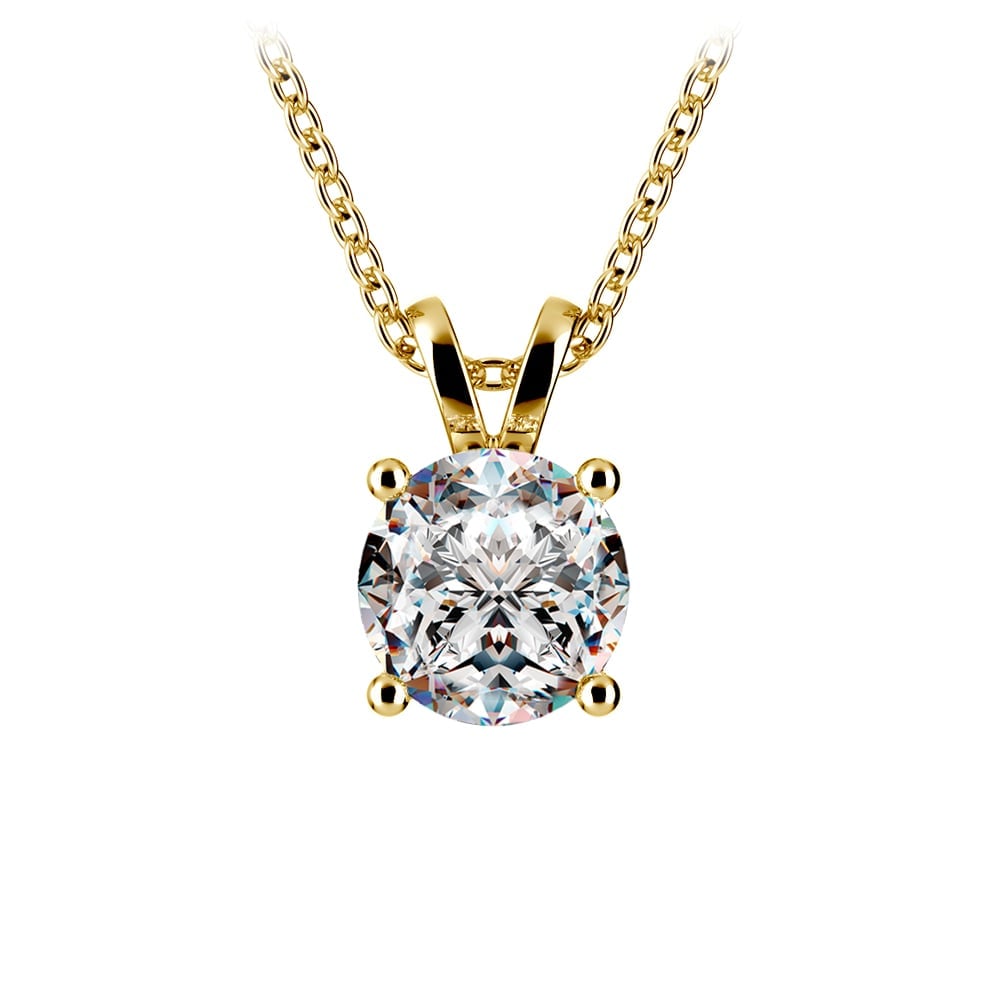 0.5/ 0.75 Ctw Prong Set Round Diamond Pendant in White /Yellow Gold G-Vs