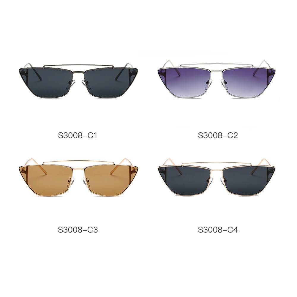 ESTEVAN | S3008 - Women Metal Retro Flat Lens Rectangular Sunglasses