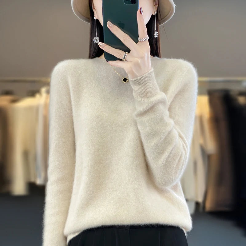 Fall/Winter 2024 New Cashmere Sweater Women's Sweater 100% Merino Wool Fashion O-Neck Autumn Warm Pullover