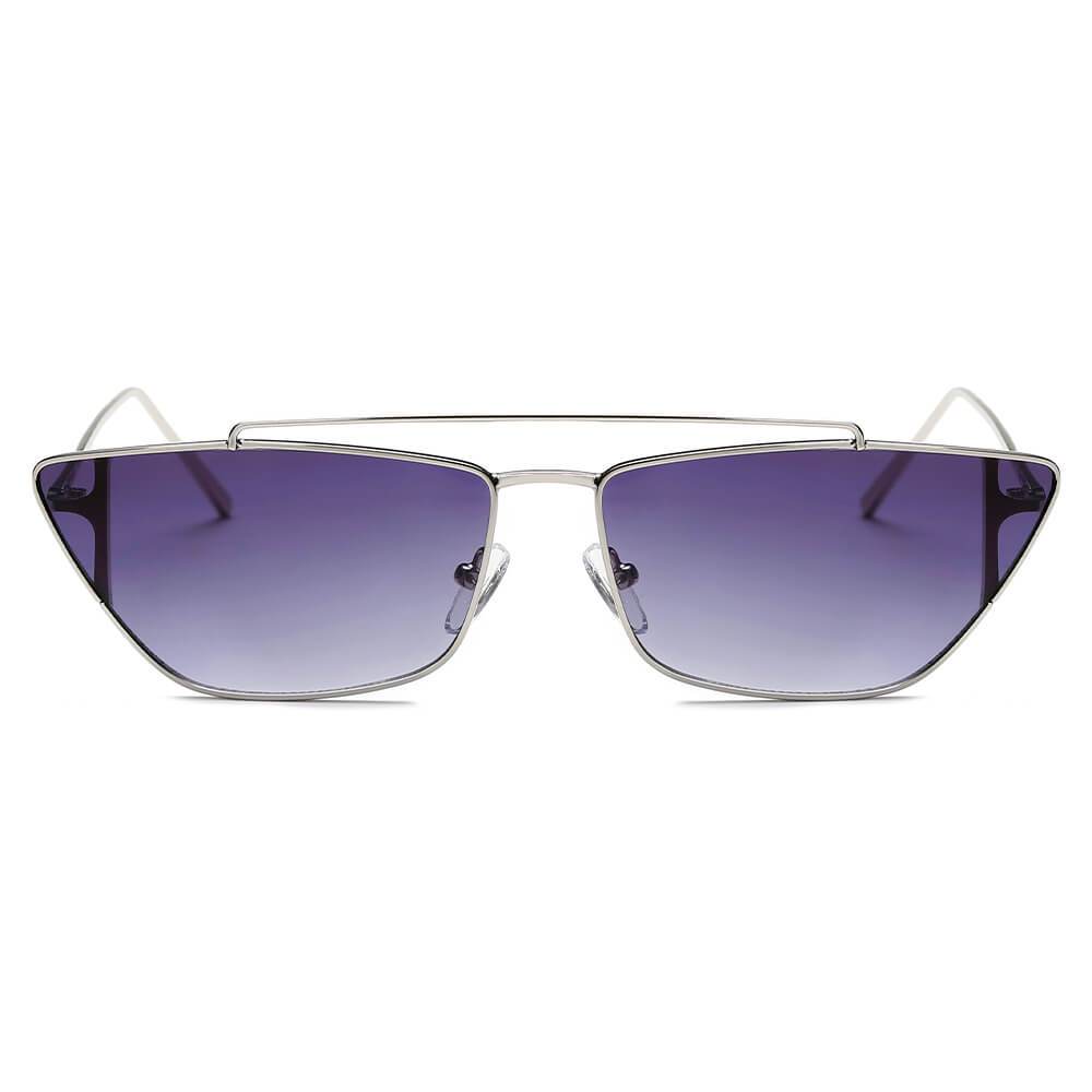ESTEVAN | S3008 - Women Metal Retro Flat Lens Rectangular Sunglasses