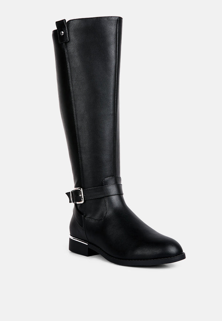 Renny Buckle Strap Embellished Calf Boots