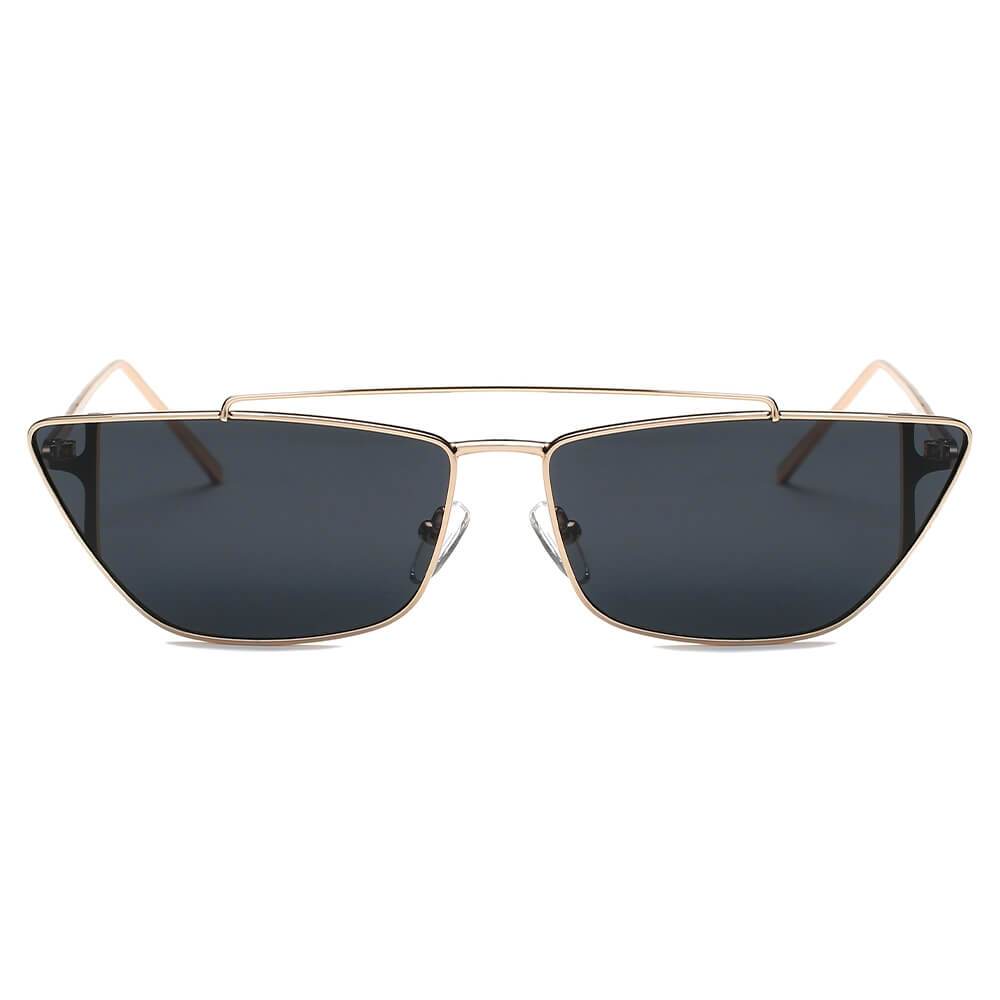 ESTEVAN | S3008 - Women Metal Retro Flat Lens Rectangular Sunglasses