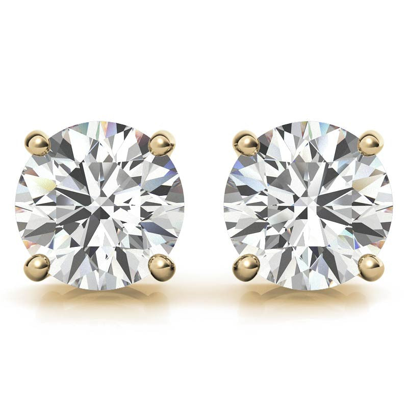 AGI Certified Lab Grown Diamond (G-Vs) Stud Earrings in 14K White or Yellow Gold - Choose 1 CTW or 2 CTW