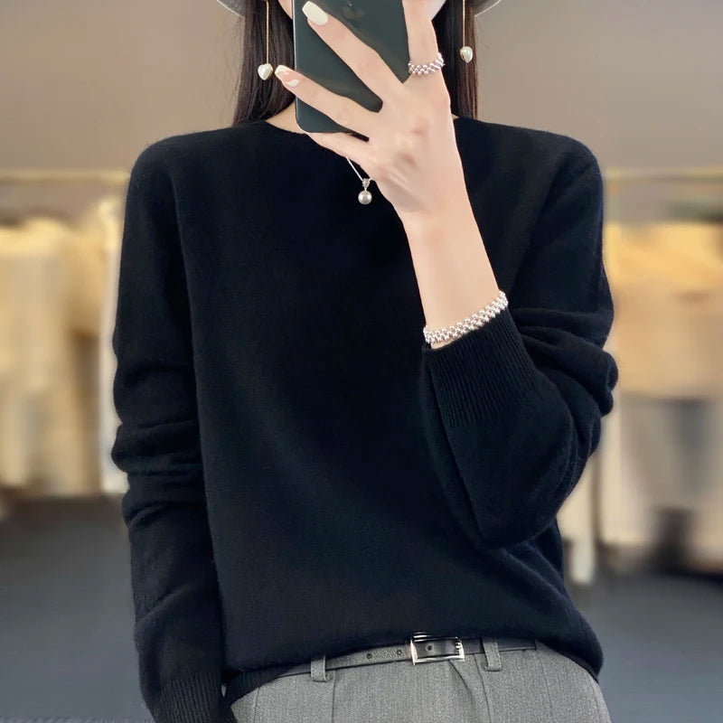 Fall/Winter 2024 New Cashmere Sweater Women's Sweater 100% Merino Wool Fashion O-Neck Autumn Warm Pullover