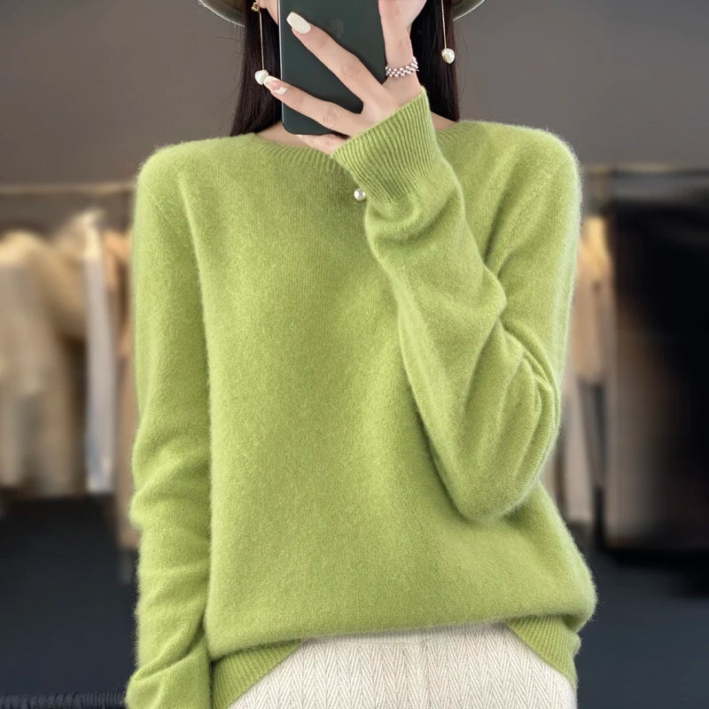 Fall/Winter 2024 New Cashmere Sweater Women's Sweater 100% Merino Wool Fashion O-Neck Autumn Warm Pullover