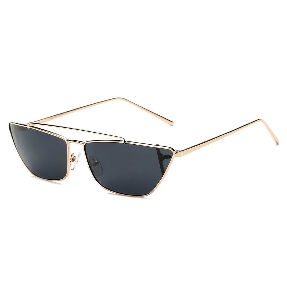 ESTEVAN | S3008 - Women Metal Retro Flat Lens Rectangular Sunglasses