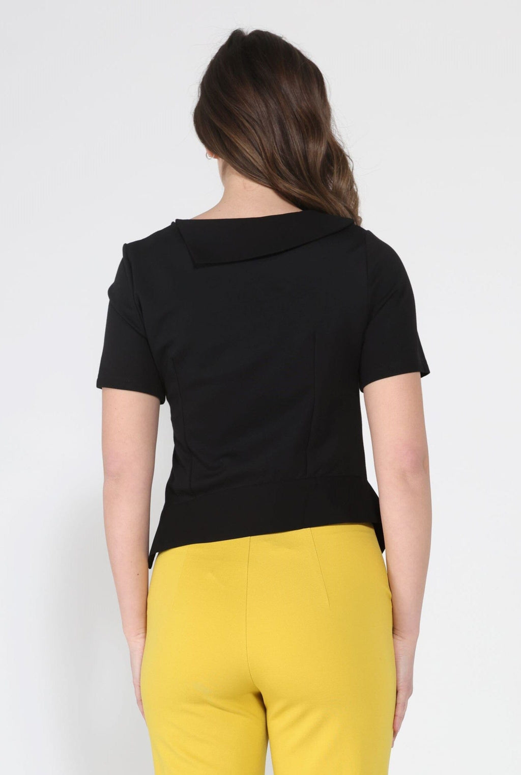 Asymmetrical neck ruched detail solid top
