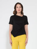 Asymmetrical neck ruched detail solid top