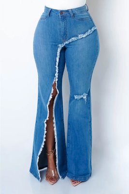 1030 Women Jeans Trousers Wide Leg Flared Bell Bottom High Waist Plus Size Mom Denim Ladies Pantalon Women's Jeans Pants