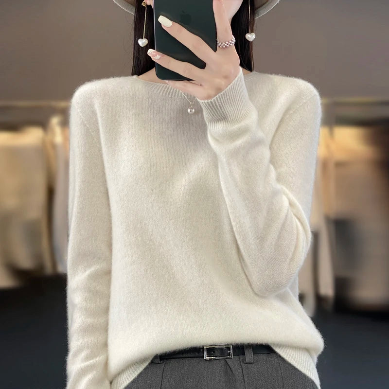 Fall/Winter 2024 New Cashmere Sweater Women's Sweater 100% Merino Wool Fashion O-Neck Autumn Warm Pullover