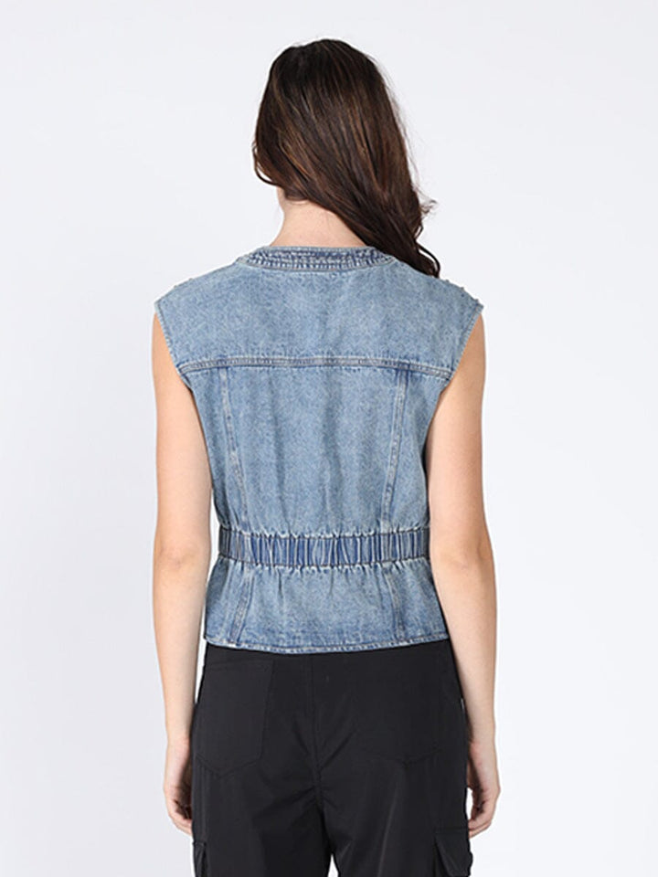 Elastic waist Denim Vest