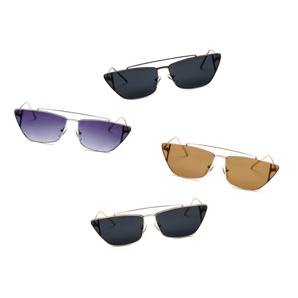 ESTEVAN | S3008 - Women Metal Retro Flat Lens Rectangular Sunglasses