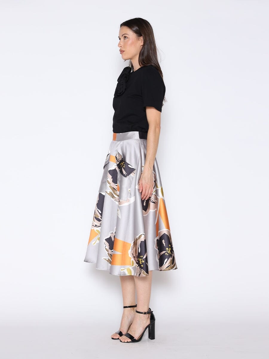 Floral Print A-Line Midi Skirt