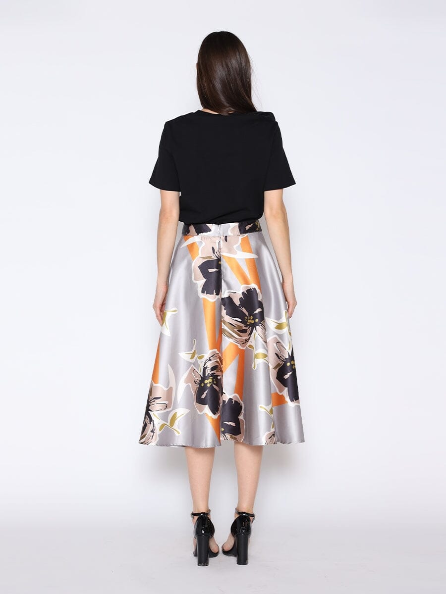 Floral Print A-Line Midi Skirt