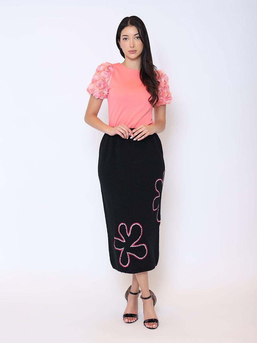 Floral Printed Knit Pencil Skirt