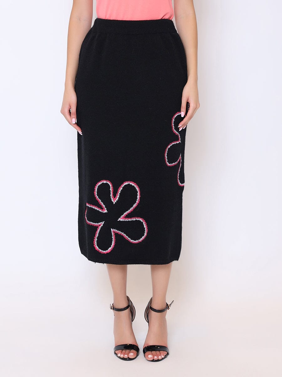 Floral Printed Knit Pencil Skirt