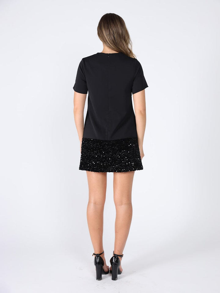 Keyhole Neck Bow Tie Sequin Embellished Dress
