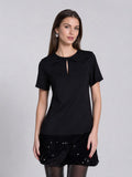 Keyhole Neck Bow Tie Sequin Embellished Dress