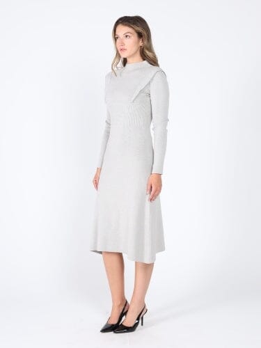 Knitted long sleeve elastic waist maxi dress