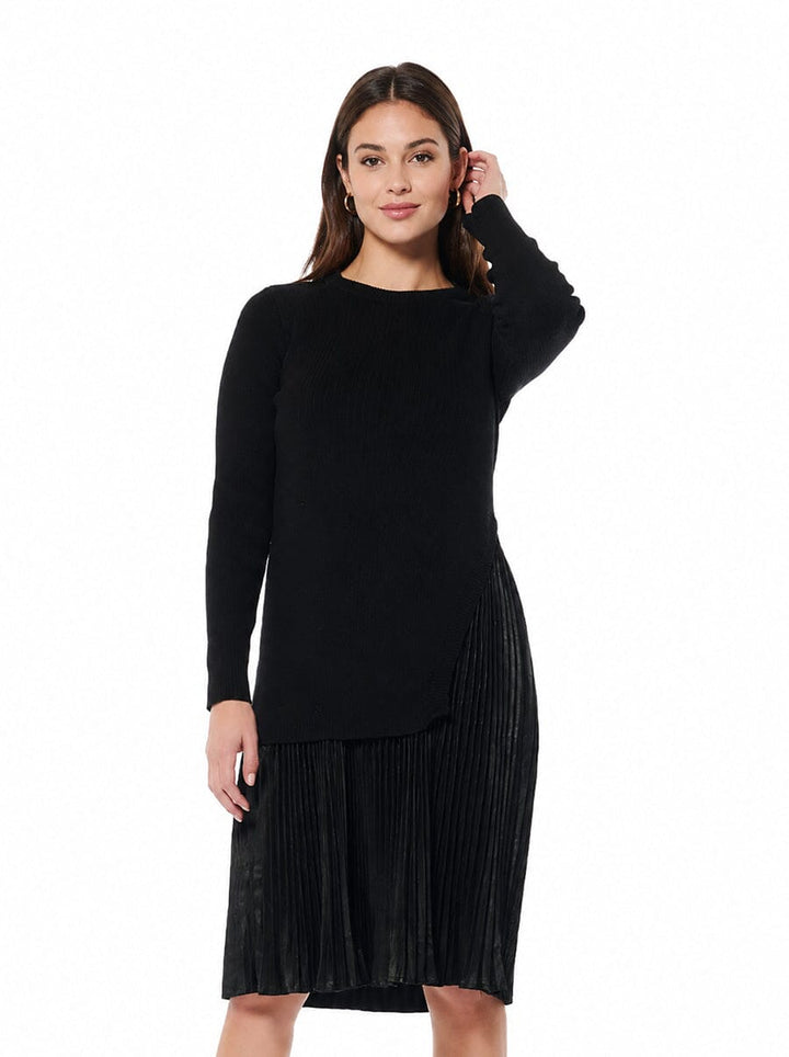 Ribbed Top Layered with Pleated Underdress