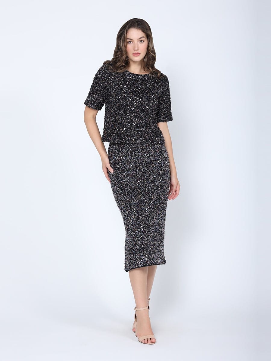 Sequined Midi Pencil Skirt