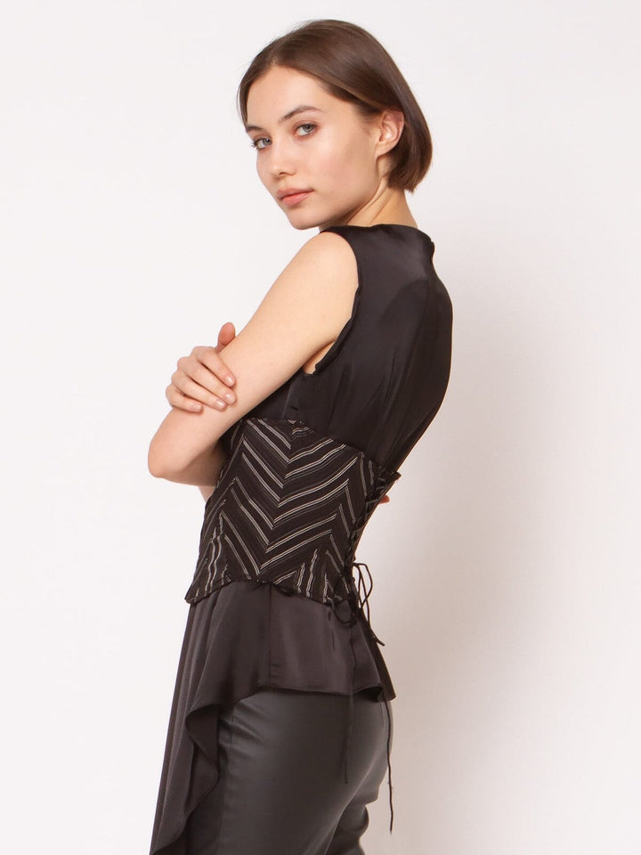 Stripe Bustier with Front Buttons
