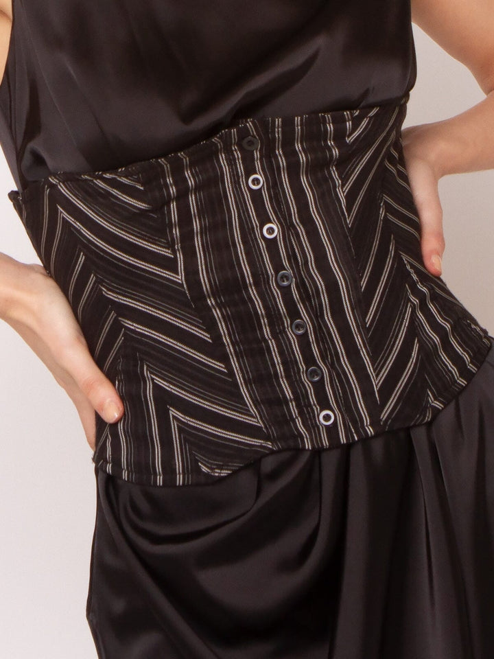 Stripe Bustier with Front Buttons