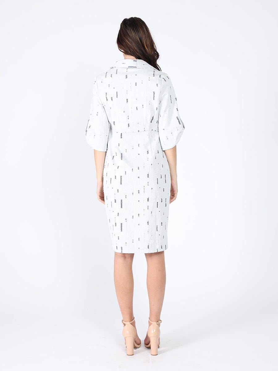 Wrap denim V-collar neck dress