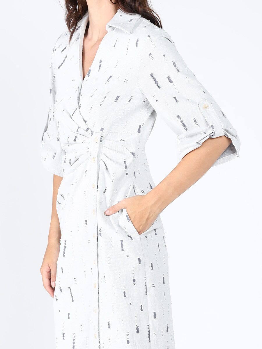 Wrap denim V-collar neck dress