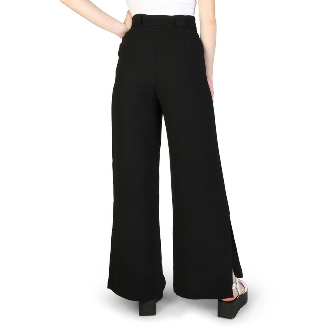 Women's Armani Exchange Black Trousers, Open Ankle Flare Bottom Pants