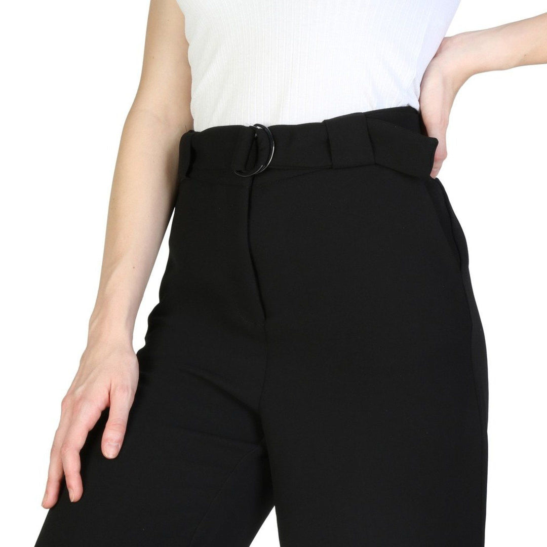 Women's Armani Exchange Black Trousers, Open Ankle Flare Bottom Pants