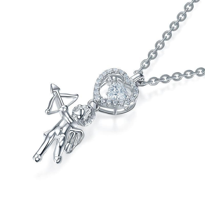 Silver Necklaces - Love Angel Heart Dancing Stone Kids Girl Pendant Necklace 925 Sterling Silver