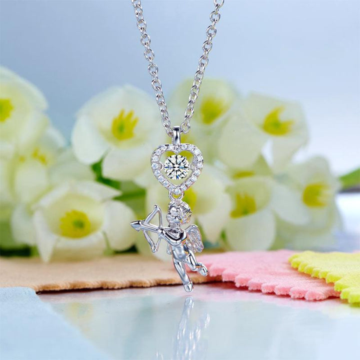 Silver Necklaces - Love Angel Heart Dancing Stone Kids Girl Pendant Necklace 925 Sterling Silver