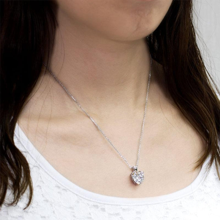 Silver Necklaces - Heart Created Diamond Pendant Necklace 925 Sterling Silver