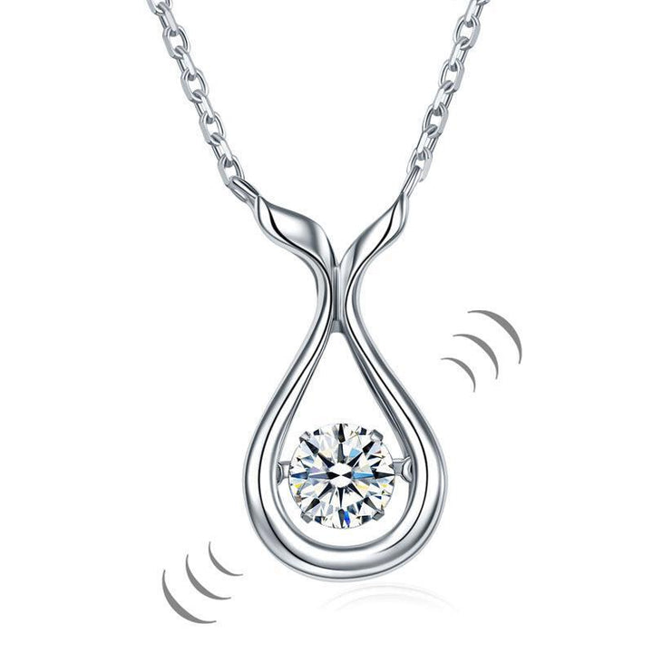 Silver Necklaces - Dancing Stone Water Drop Necklace 925 Sterling Silver