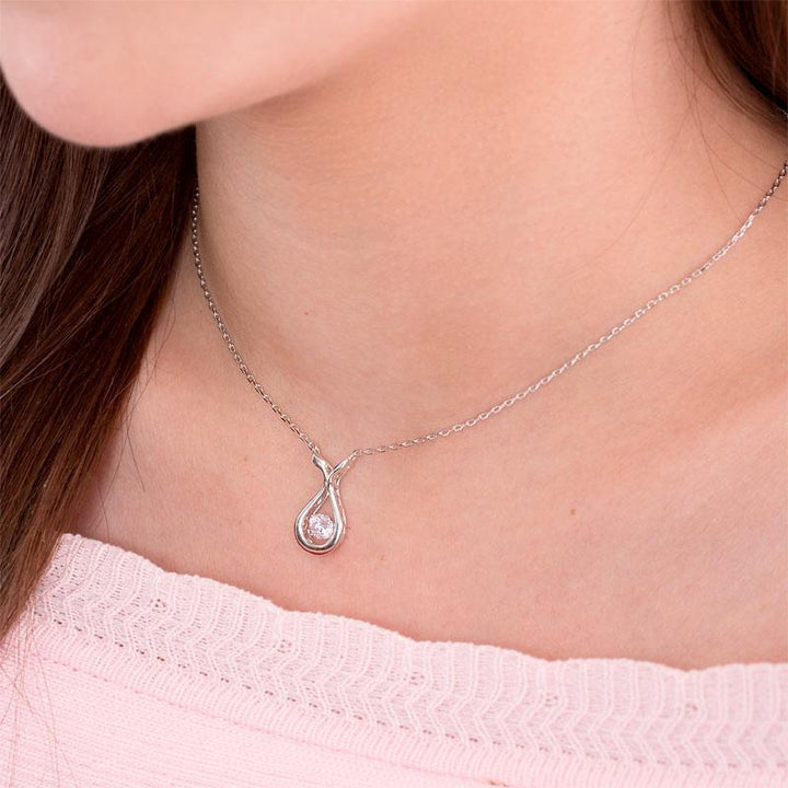 Silver Necklaces - Dancing Stone Water Drop Necklace 925 Sterling Silver