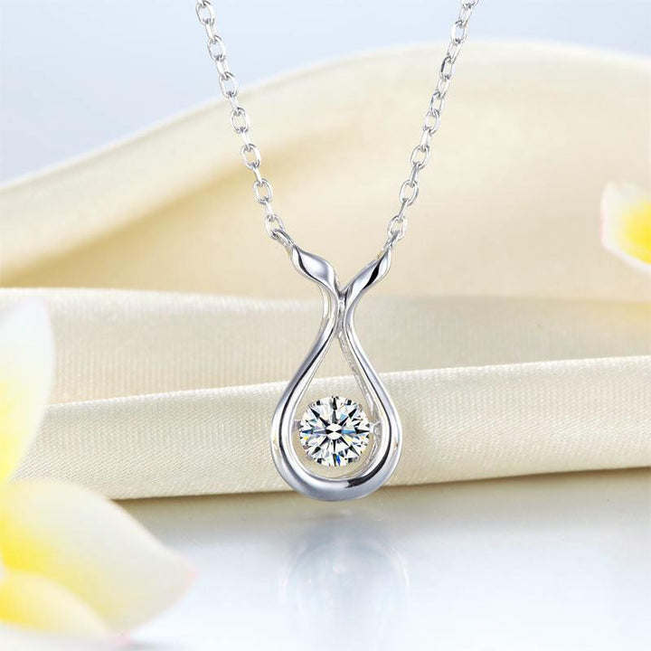 Silver Necklaces - Dancing Stone Water Drop Necklace 925 Sterling Silver