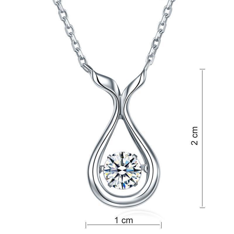 Silver Necklaces - Dancing Stone Water Drop Necklace 925 Sterling Silver