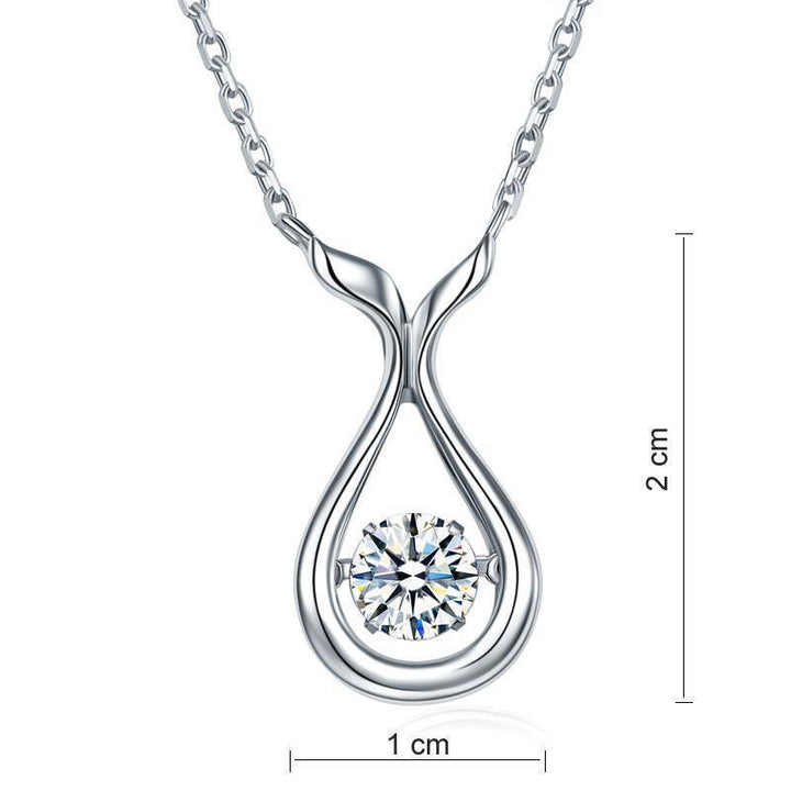 Silver Necklaces - Dancing Stone Water Drop Necklace 925 Sterling Silver